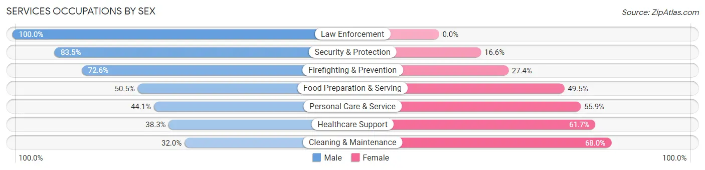 Services Occupations by Sex in Zip Code 94030