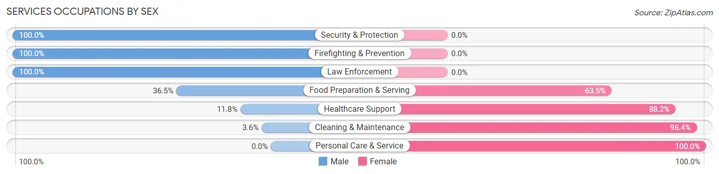 Services Occupations by Sex in Zip Code 94304