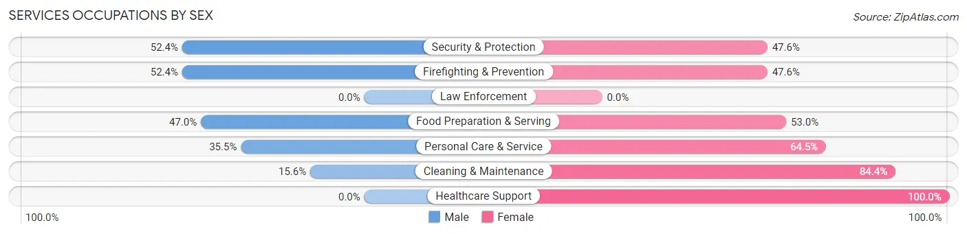 Services Occupations by Sex in Zip Code 94305