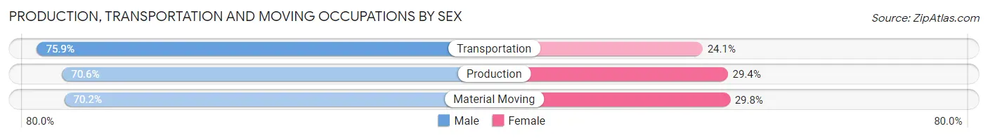 Production, Transportation and Moving Occupations by Sex in Zip Code 94705