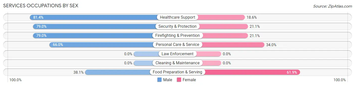 Services Occupations by Sex in Zip Code 95053