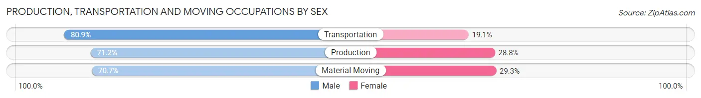 Production, Transportation and Moving Occupations by Sex in Zip Code 95125