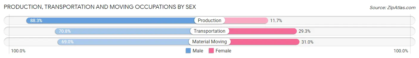 Production, Transportation and Moving Occupations by Sex in Zip Code 95136