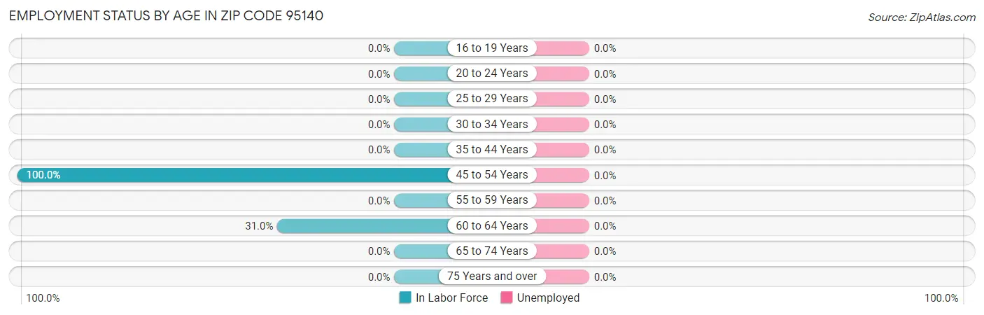 Employment Status by Age in Zip Code 95140
