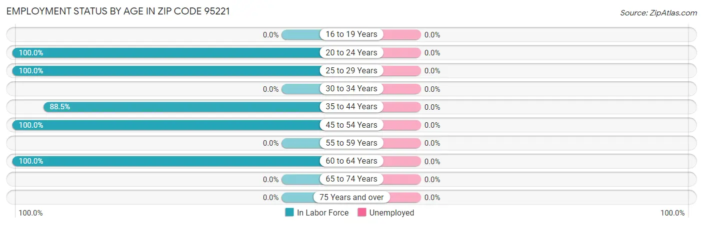 Employment Status by Age in Zip Code 95221