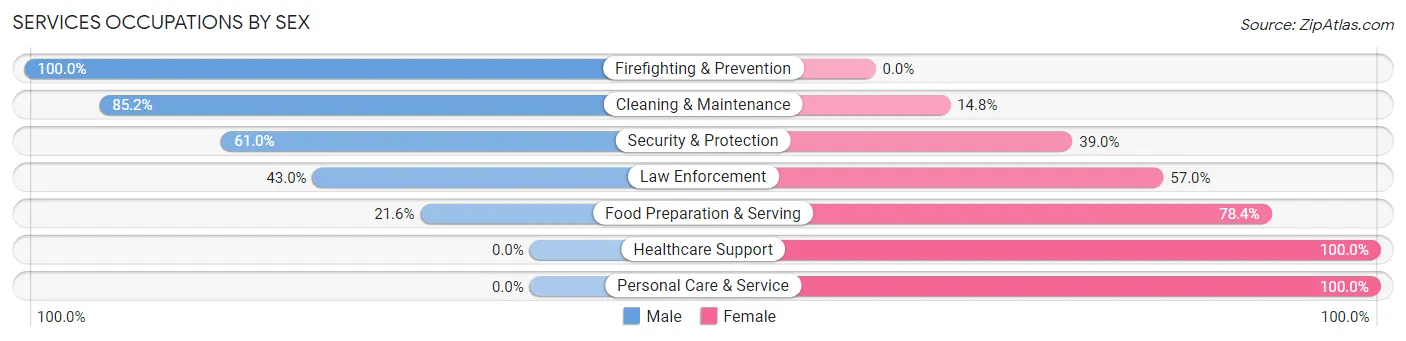 Services Occupations by Sex in Zip Code 95326