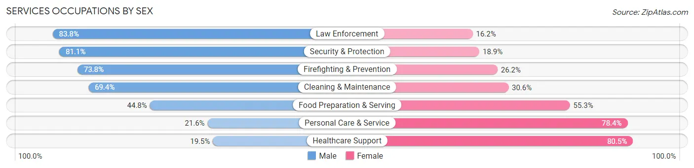 Services Occupations by Sex in Zip Code 95330