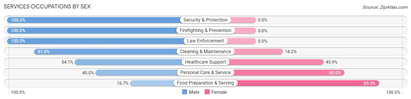 Services Occupations by Sex in Zip Code 95379