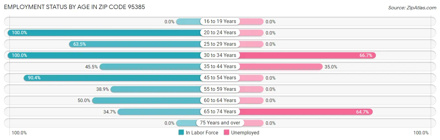Employment Status by Age in Zip Code 95385