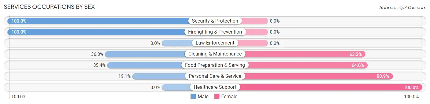 Services Occupations by Sex in Zip Code 95386