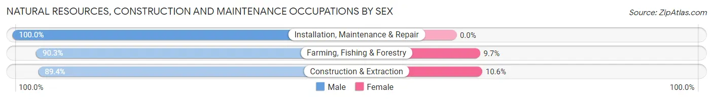 Natural Resources, Construction and Maintenance Occupations by Sex in Zip Code 95540