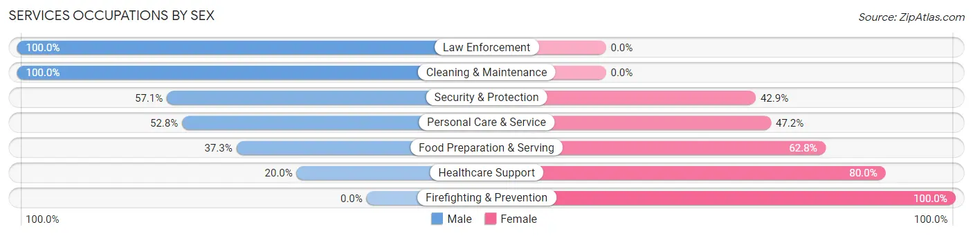 Services Occupations by Sex in Zip Code 95614