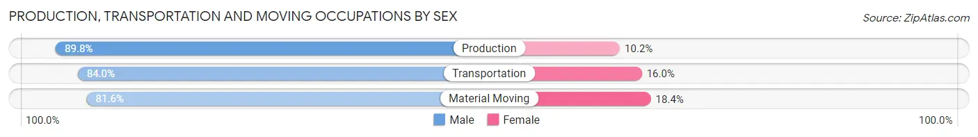 Production, Transportation and Moving Occupations by Sex in Zip Code 95821
