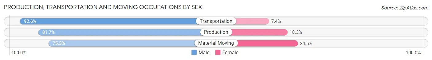 Production, Transportation and Moving Occupations by Sex in Zip Code 95833