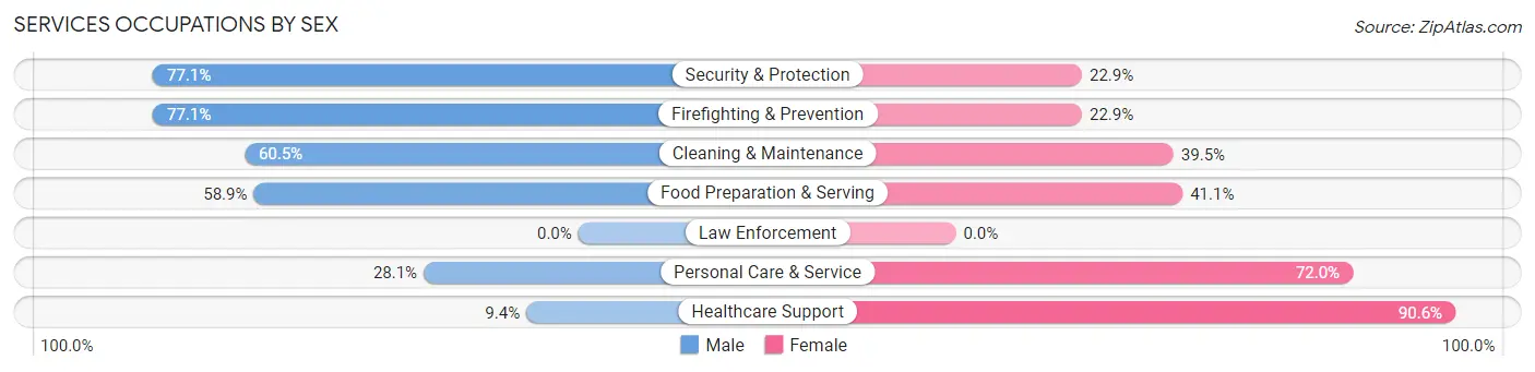 Services Occupations by Sex in Zip Code 95838