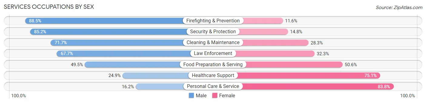 Services Occupations by Sex in Zip Code 95842