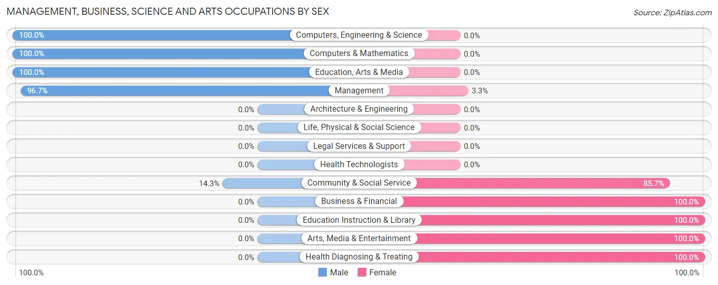 Management, Business, Science and Arts Occupations by Sex in Zip Code 95943