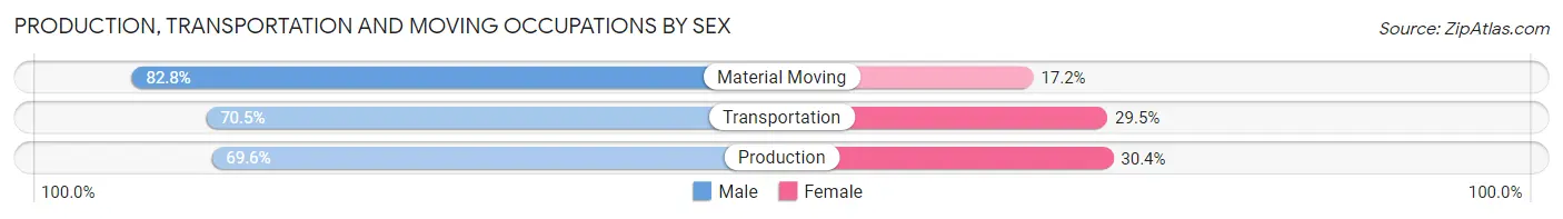 Production, Transportation and Moving Occupations by Sex in Zip Code 95966