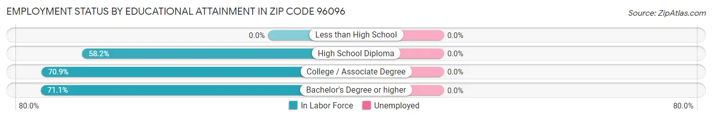 Employment Status by Educational Attainment in Zip Code 96096