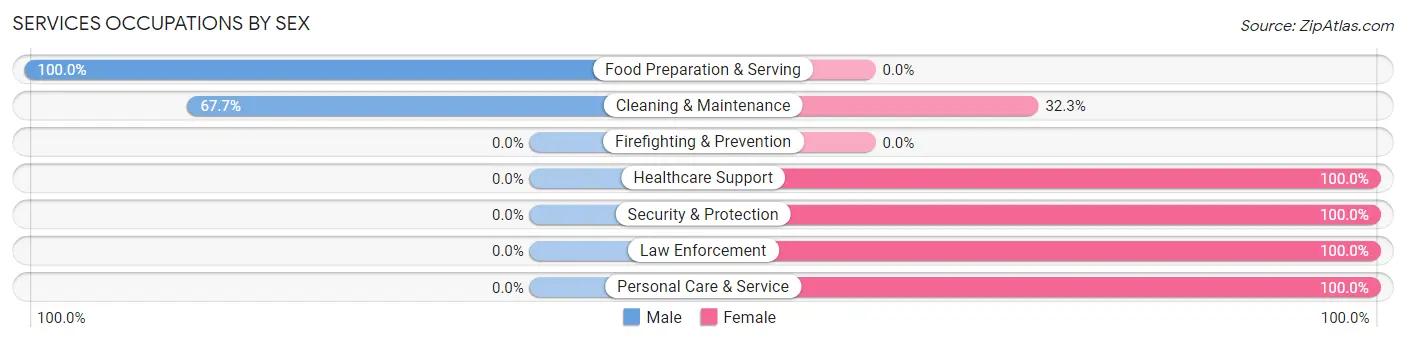 Services Occupations by Sex in Zip Code 96096