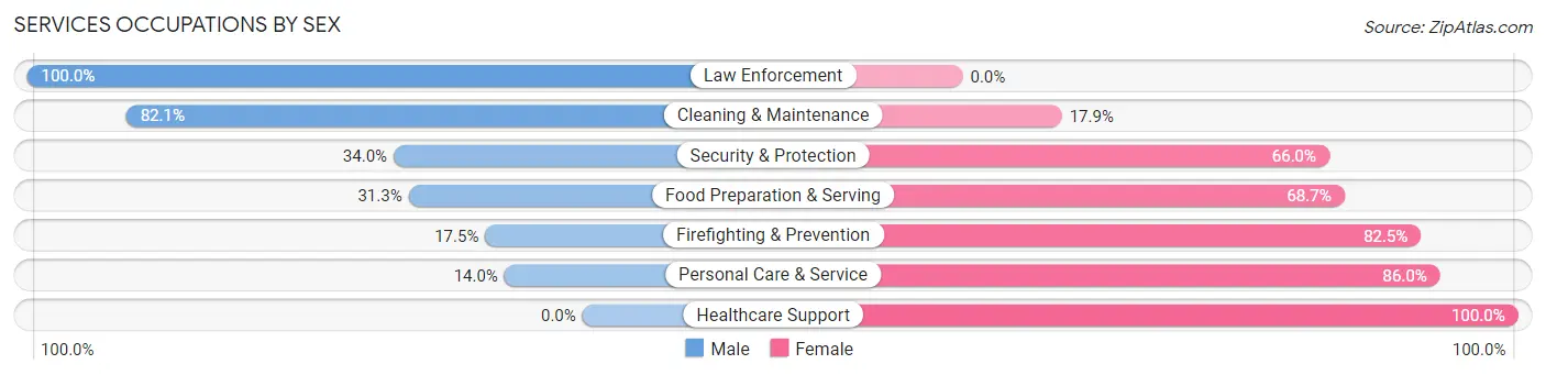 Services Occupations by Sex in Zip Code 96703