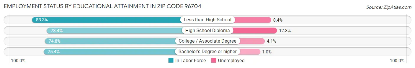 Employment Status by Educational Attainment in Zip Code 96704