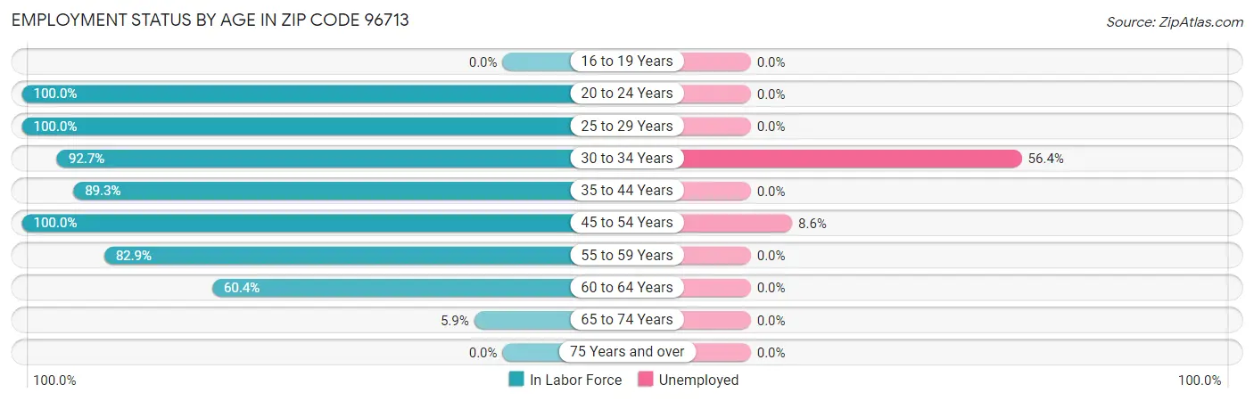 Employment Status by Age in Zip Code 96713