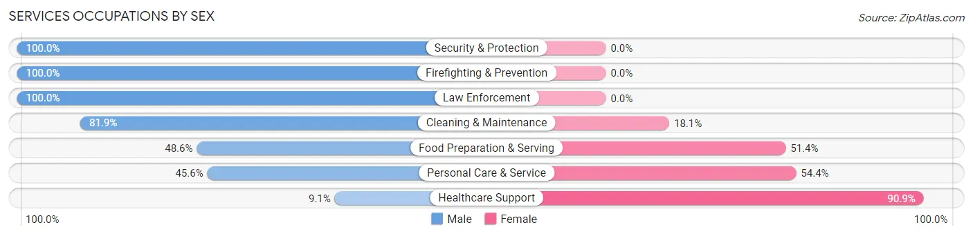 Services Occupations by Sex in Zip Code 96716