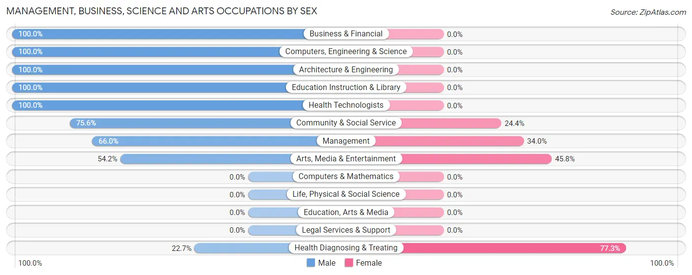 Management, Business, Science and Arts Occupations by Sex in Zip Code 96719