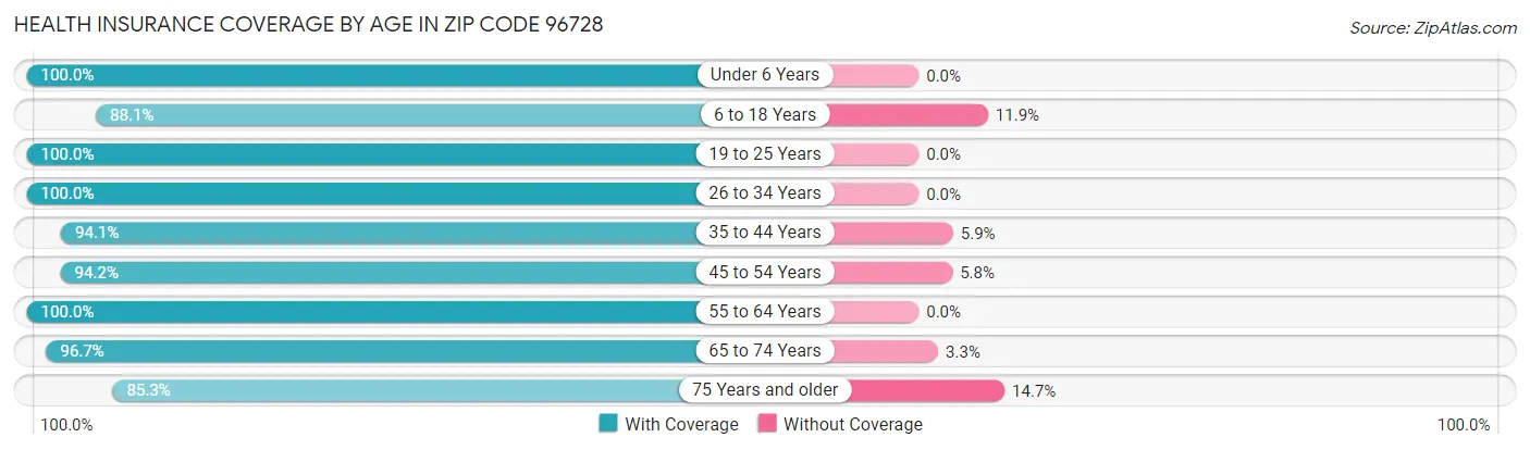 Health Insurance Coverage by Age in Zip Code 96728