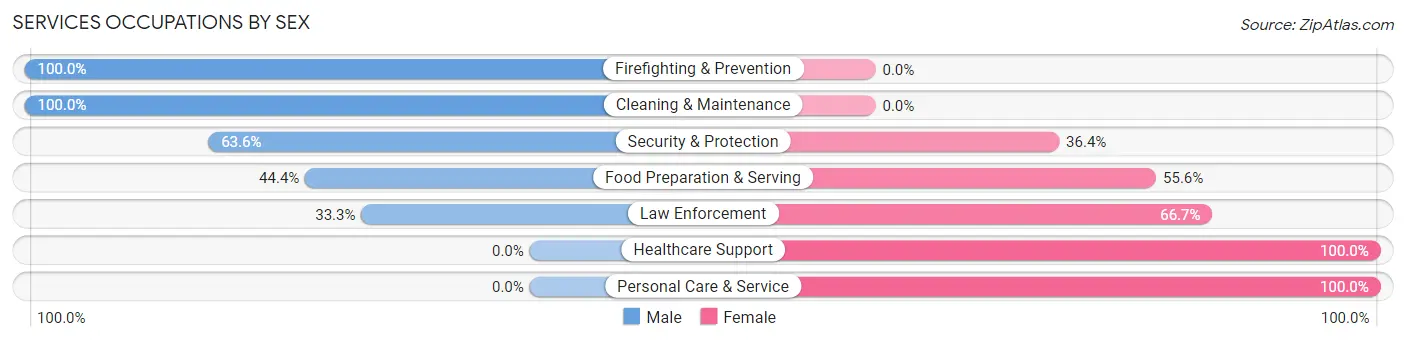 Services Occupations by Sex in Zip Code 96728
