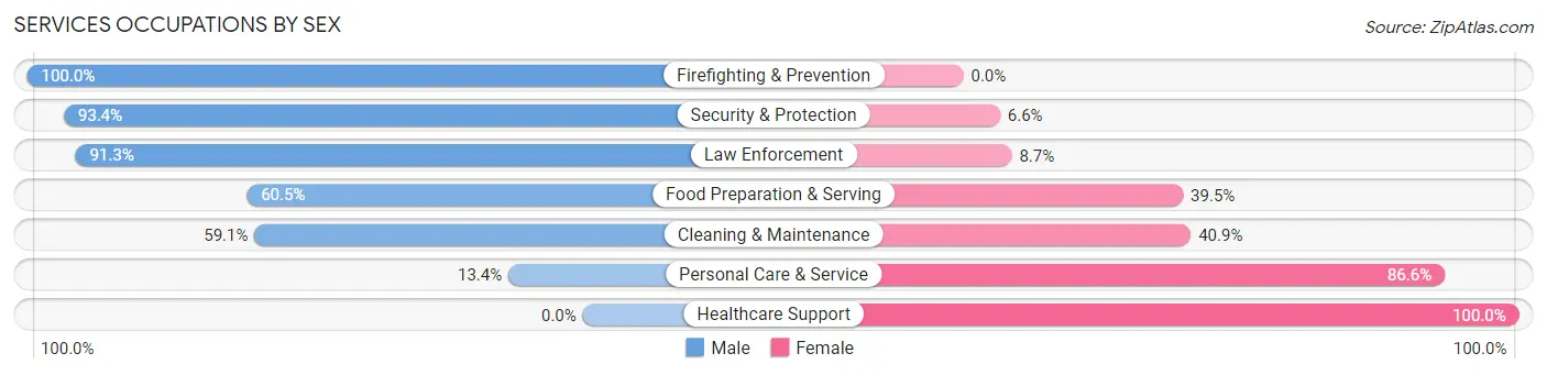 Services Occupations by Sex in Zip Code 96741