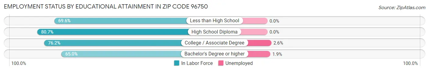 Employment Status by Educational Attainment in Zip Code 96750