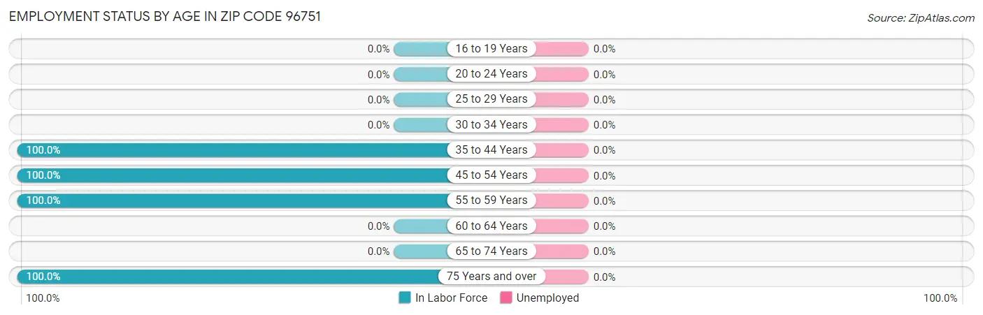 Employment Status by Age in Zip Code 96751