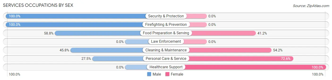 Services Occupations by Sex in Zip Code 96754