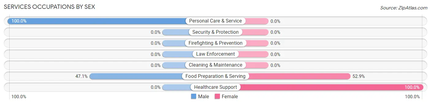 Services Occupations by Sex in Zip Code 96764