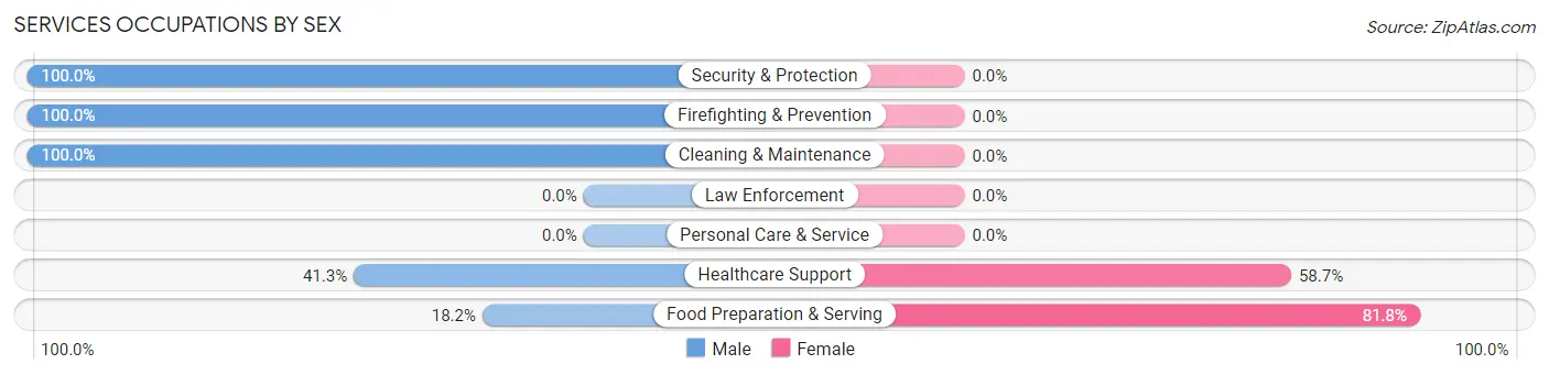 Services Occupations by Sex in Zip Code 96777