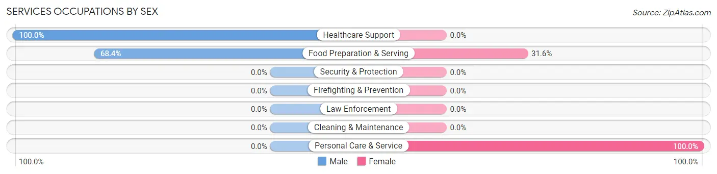Services Occupations by Sex in Zip Code 96848