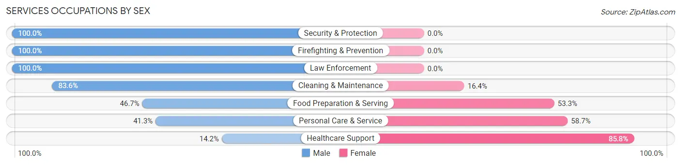 Services Occupations by Sex in Zip Code 97031