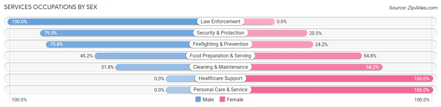 Services Occupations by Sex in Zip Code 97041