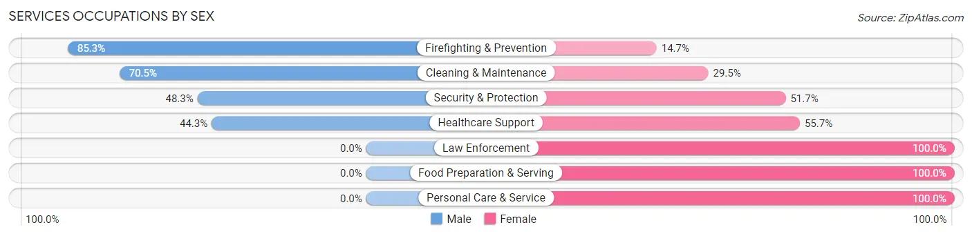 Services Occupations by Sex in Zip Code 97374