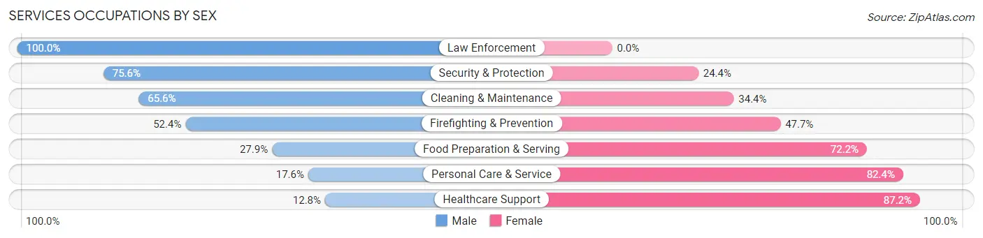 Services Occupations by Sex in Zip Code 97381
