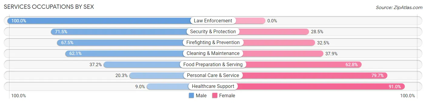 Services Occupations by Sex in Zip Code 97526