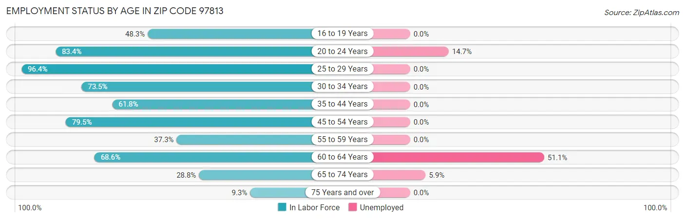 Employment Status by Age in Zip Code 97813