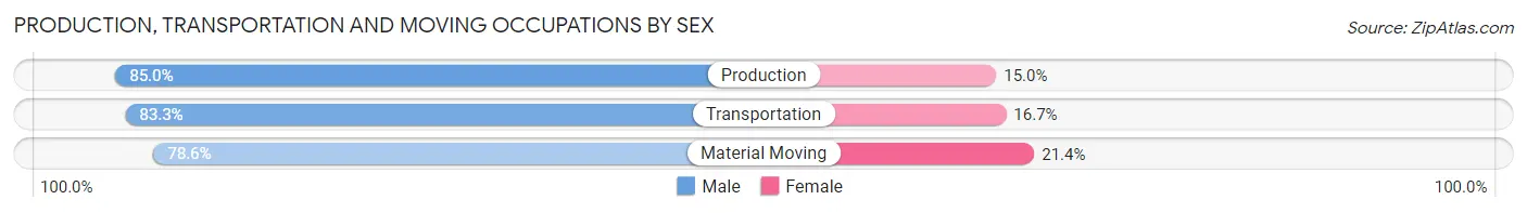 Production, Transportation and Moving Occupations by Sex in Zip Code 97824