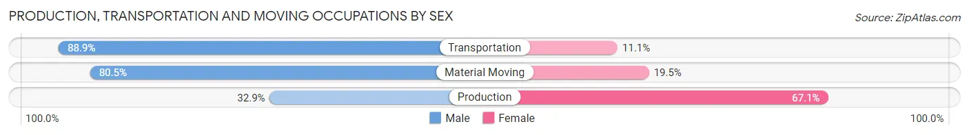 Production, Transportation and Moving Occupations by Sex in Zip Code 98101