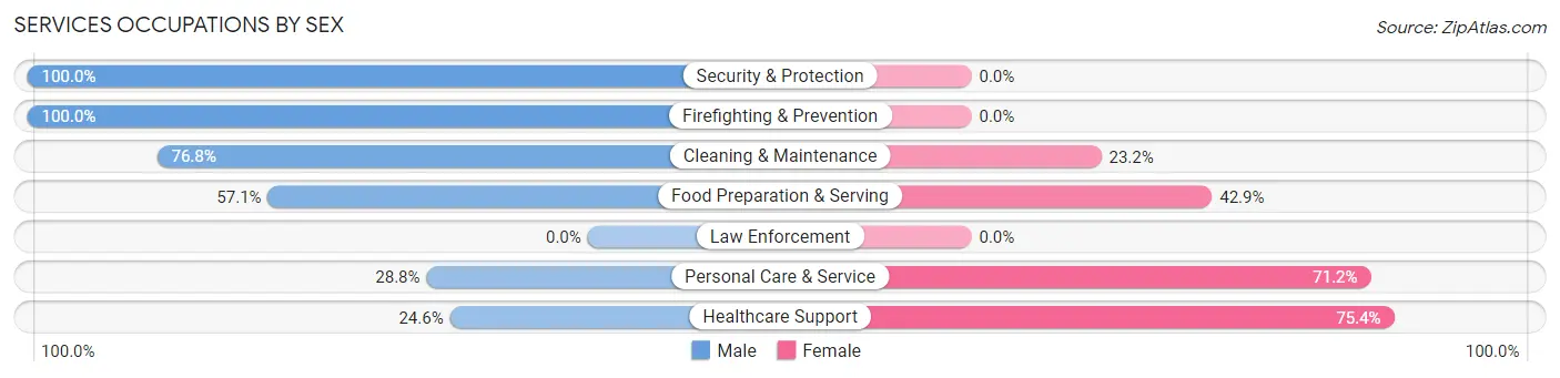 Services Occupations by Sex in Zip Code 98144