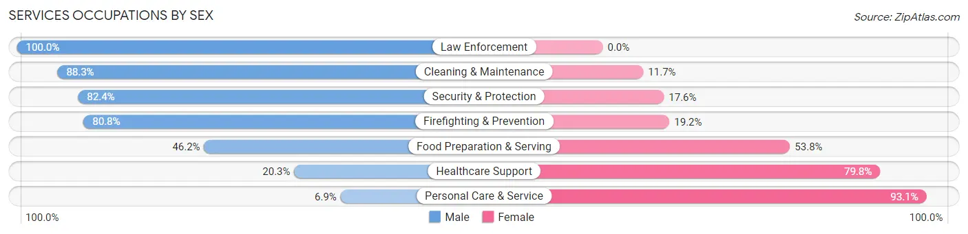 Services Occupations by Sex in Zip Code 98407