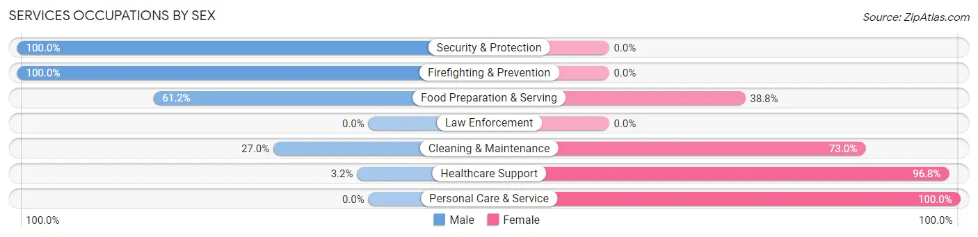 Services Occupations by Sex in Zip Code 98537