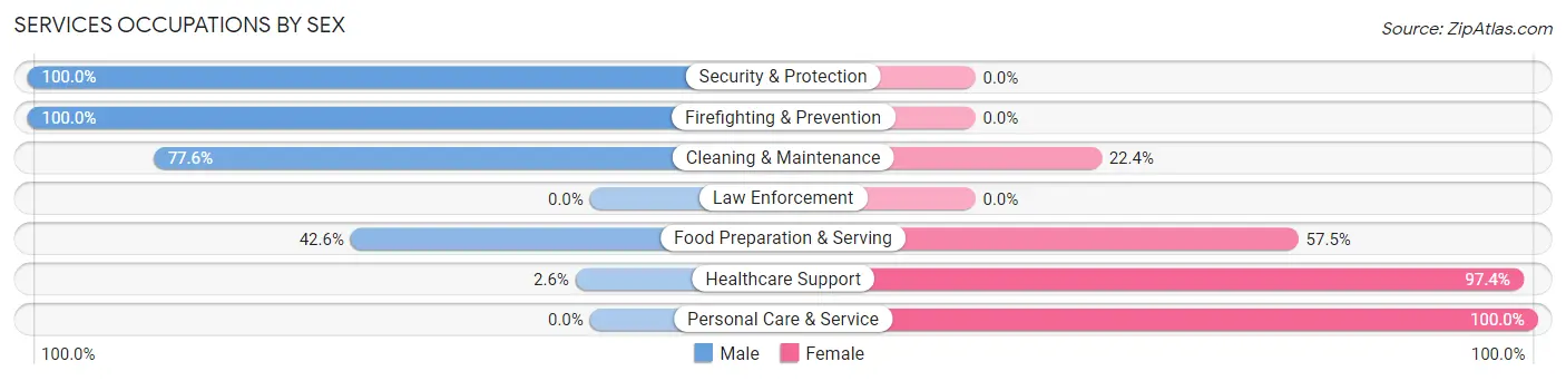 Services Occupations by Sex in Zip Code 98570